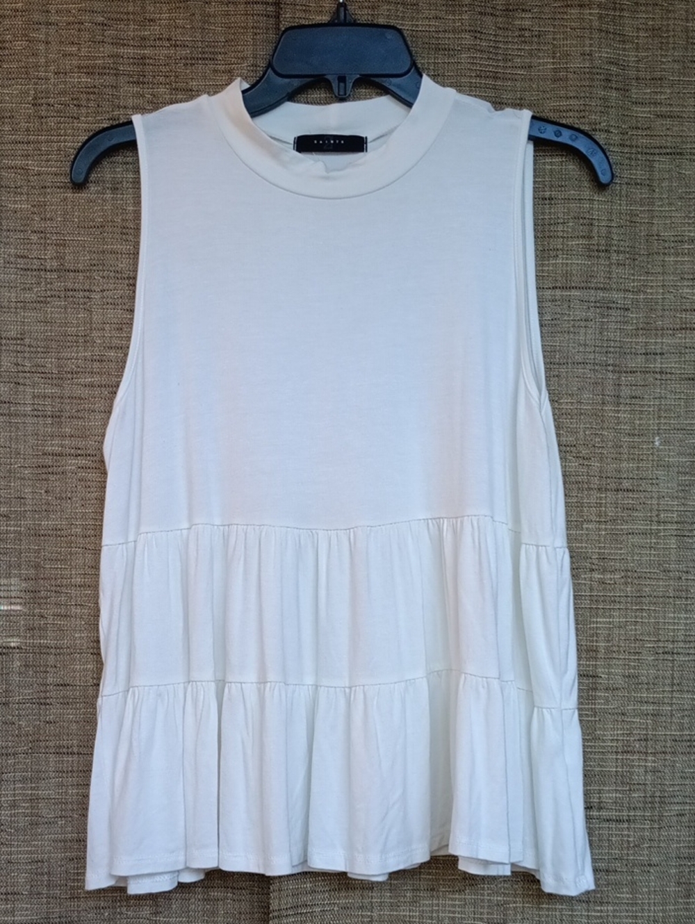 Saints Sleeveless Tiered Peplum Top  White